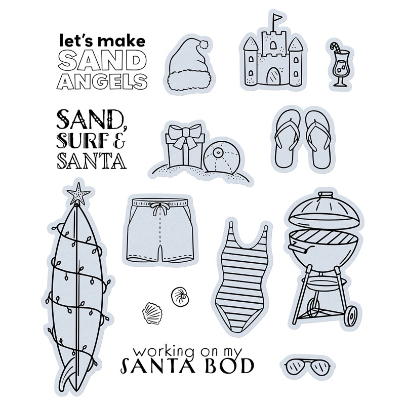 Sand, Surf & Santa Stamp + Thin Cuts