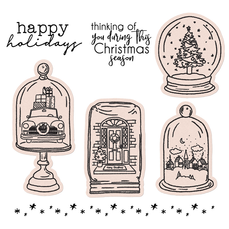 Z7100: Christmas Snow Globes, set of 7 stamps + 4 Dies