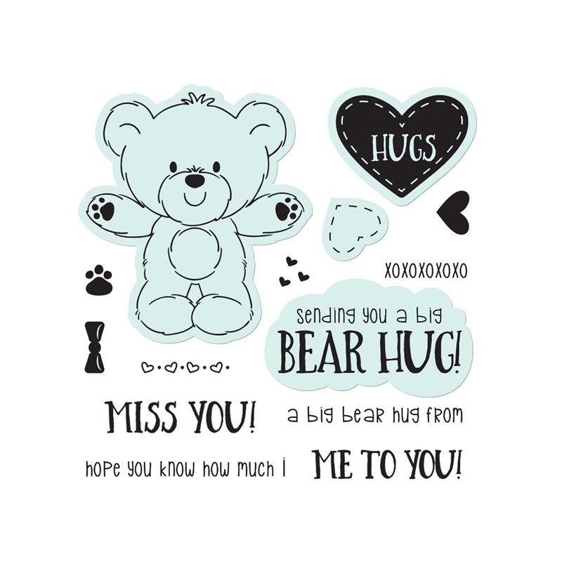 Teddy Bear Hugs Stamp + Thin Cuts