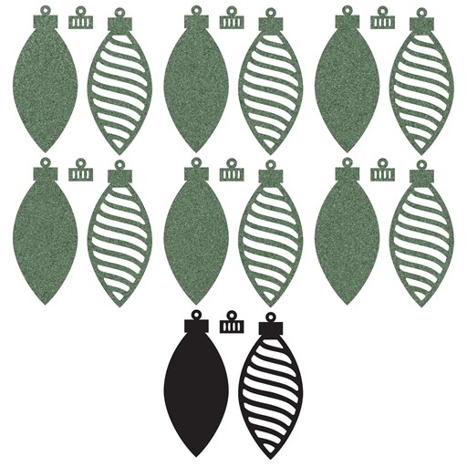 Pine Glitter Paper Stripe Ornaments (CC102323)