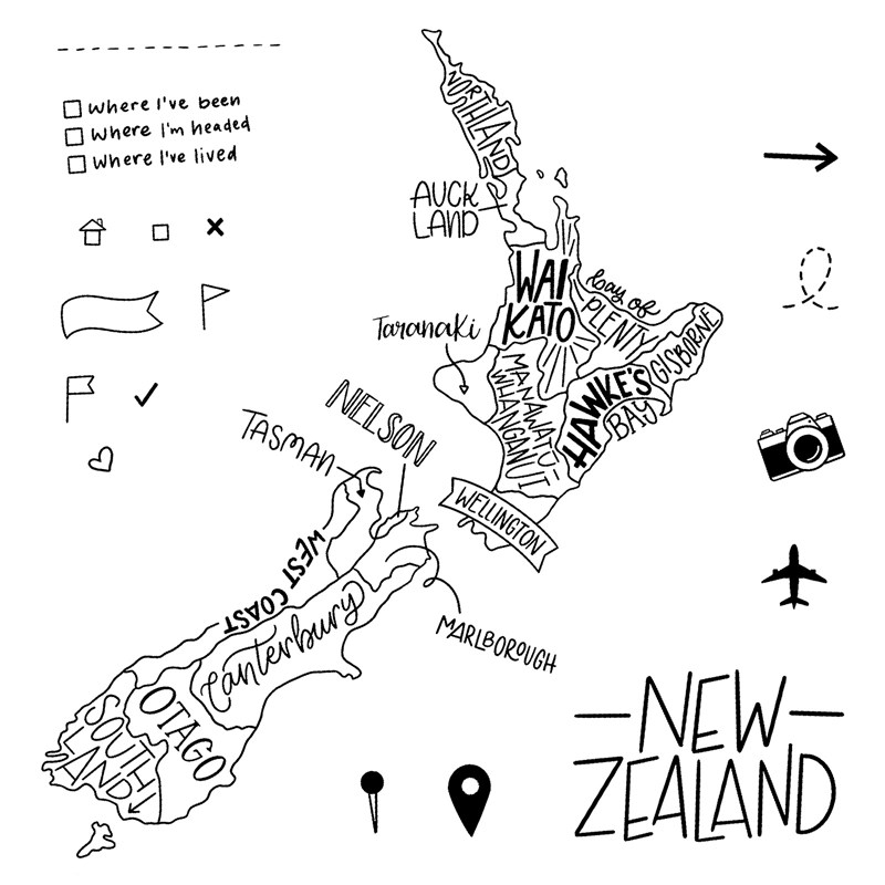 Map Your Journey—New Zealand Stamp Set