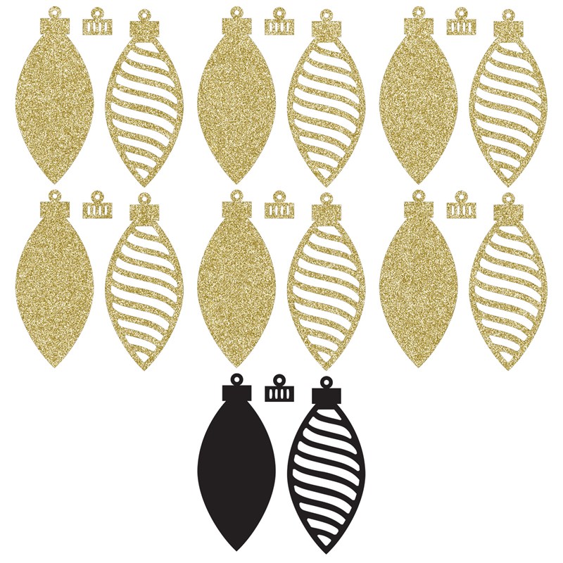 Gold Glitter Paper Stripe Ornaments