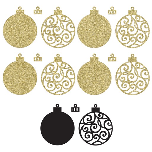 Gold Glitter Paper Flourish Ornaments (CC102332)