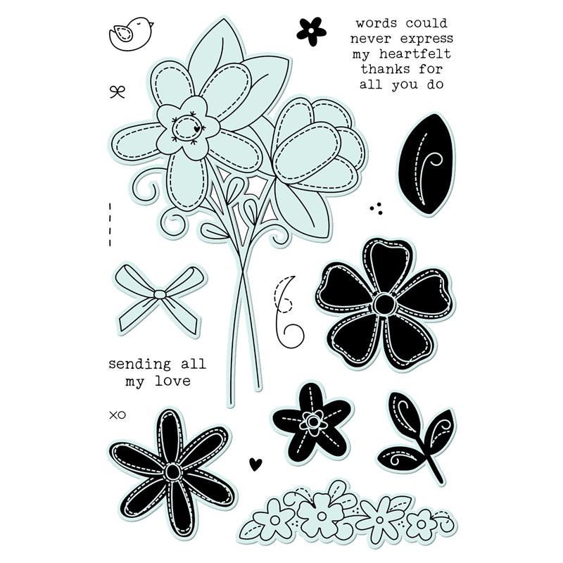 Stitched Florals Stamp + Thin Cuts
