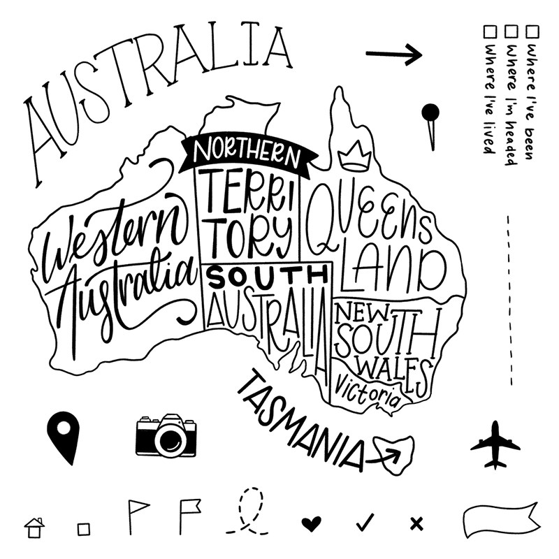 Map Your Journey—Australia Stamp Set