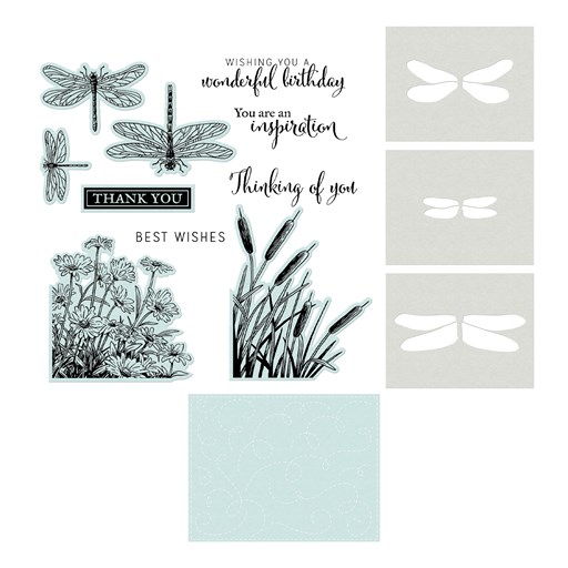 Dragonfly Wishes Stamp + Thin Cuts + Stencil (CC9224)