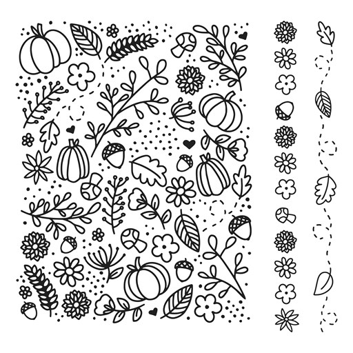 Autumn Foliage Borders & Background Stamp Set (D2104)