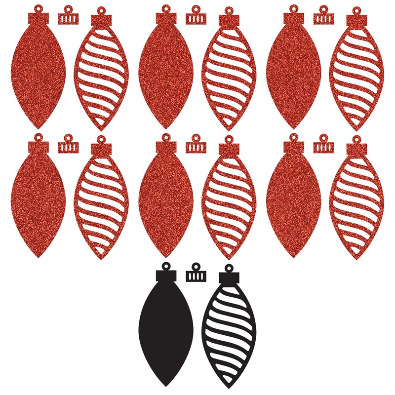 Scarlet Glitter Paper Stripe Ornaments