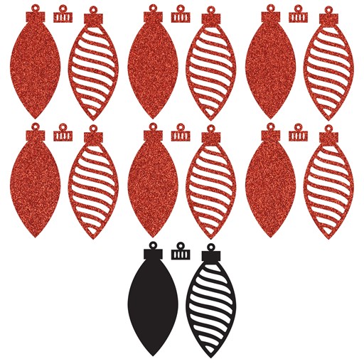 Scarlet Glitter Paper Stripe Ornaments (CC102322)