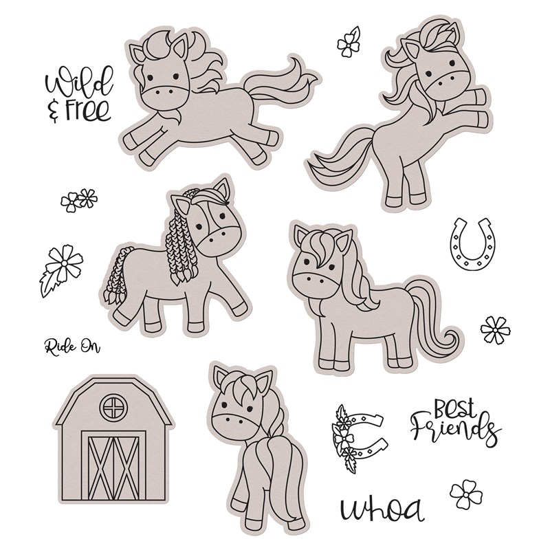 Pretty Little Ponies Stamp + Thin Cuts