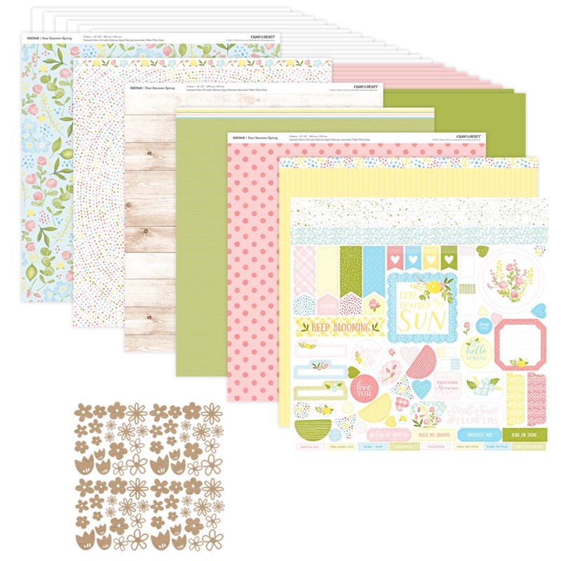 Four Seasons—Spring Scrapbooking Workshop Kit (without stamp + Thin Cuts)
