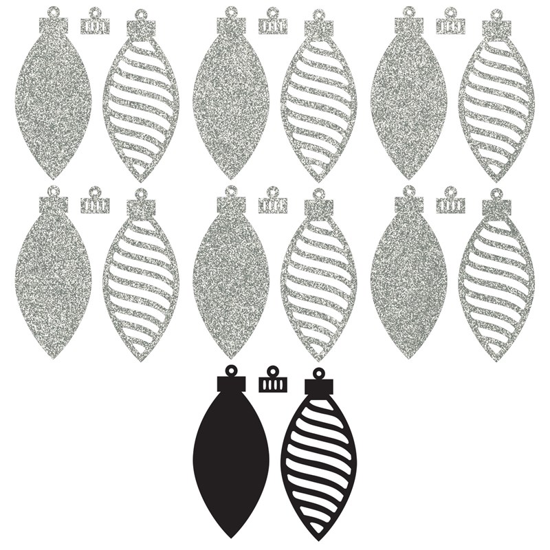Silver Glitter Paper Stripe Ornaments