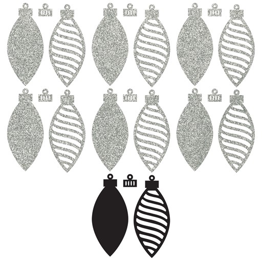 Silver Glitter Paper Stripe Ornaments (CC102324)