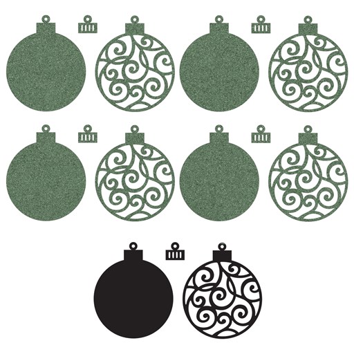 Pine Glitter Paper Flourish Ornaments (CC102330)